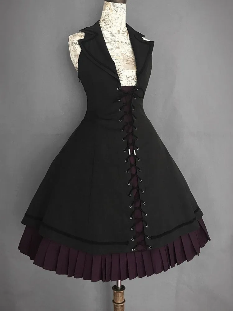 Black Collar Halter Skirt