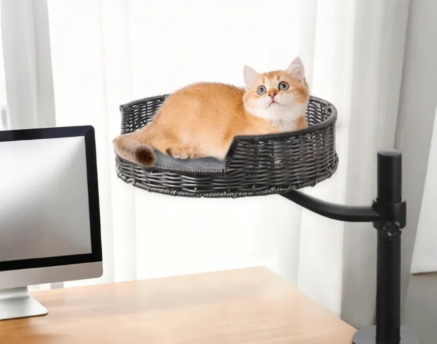 Adjustable Hammock Cat Desk Bed, Grey, 1 Piece, Grey