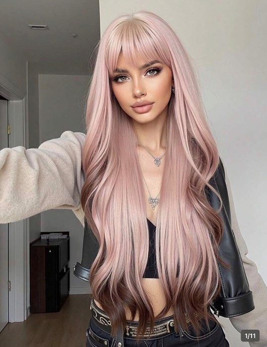 Light Pink / Brown Wig