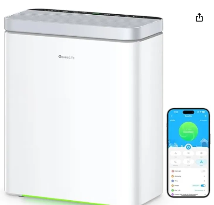 GoveeLife Smart Air Purifier for Home Large Rooms and Allergies, Covers up to 97m², PM2.5 Monitor, HEPA Sleep Mode, 3-in-1 Filter with App and Alexa Control for Pet Hair, Pollen, and Odors : Amazon.ie: Home & Kitchen
