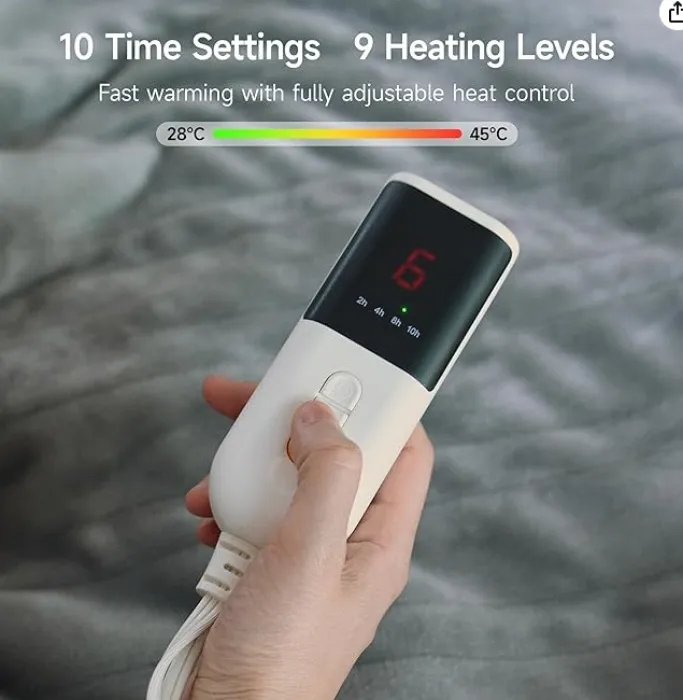 GOTCOZY Electric Blanket Double Extra Large 200 x 150cm -Soft Silky Plush Heated Blanket with 9 Heat Settings & 10 Hours Auto-Off Timer For Home Use CE Certified Washable(Grey) : Amazon.ie: Home & Kitchen