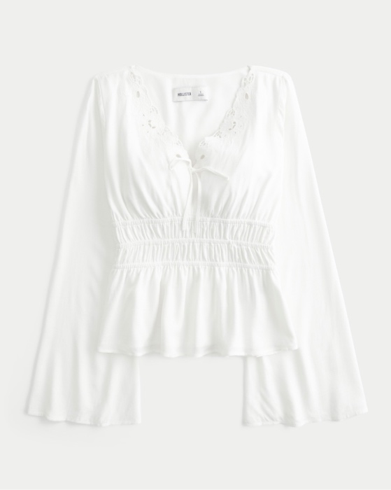 Hollister Easy Bell Sleeve Tie Front Top