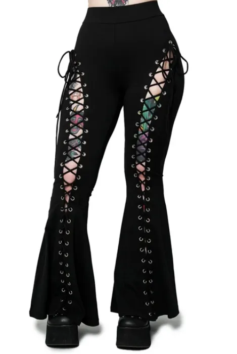 Alice Lace Up Flare Pants [ FOREST INK ]