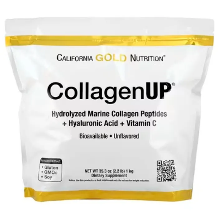 California Gold Nutrition 1KG Hydrolysed Marine Collagen Peptides with Hyaluronic Acid and Vitamin C