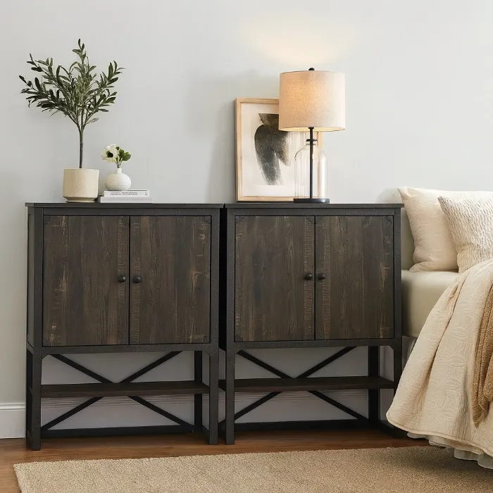 Set of TWO Sauder Steel River Cabinet Shelves Doors