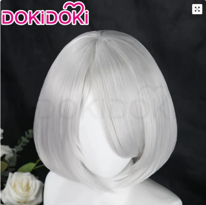 【Ready For Ship】DokiDoki Cosplay Game NieR:Automata 2B Cosplay Wig YoRHa No. 2 Type B Women Short White Heat Resistant Hair | 2B