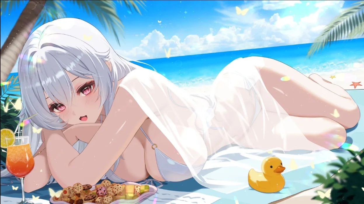 YCH《summer beach》vtuber/oc  by Cheese Art Studio (@CheeseArtStudio)