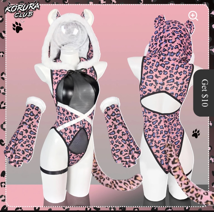 Snow Leopard Cosplay Bodysuit KO149 | XS/S/M / Set without Slouch socks / Grey