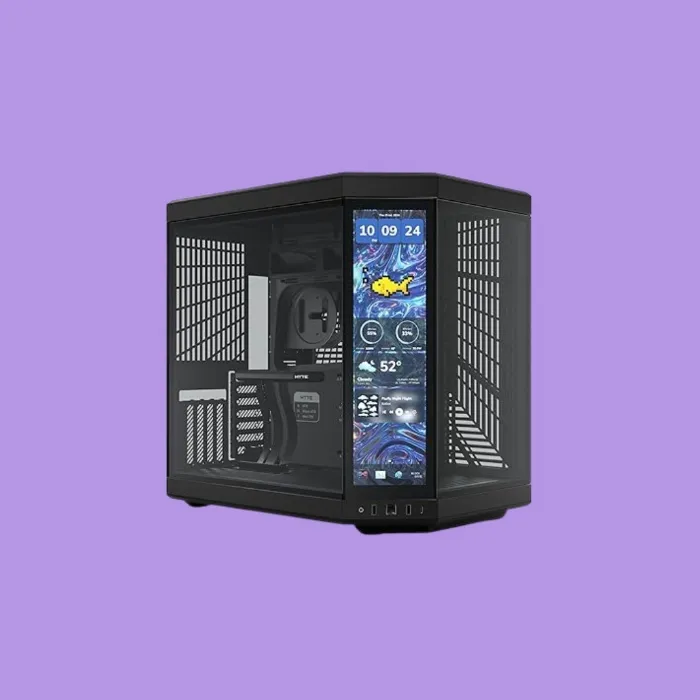 HYTE Y70 Touch Infinite Modern Aesthetic Gaming PC Case - Integrated 2.5K LCD Touchscreen Screen Display - Dual Chamber ATX Desktop Chassis - 10 Fan Capacity - Luxury PCIe 4.0 Riser Cable- Pitch Black - Black - Y70 Touch Infinite