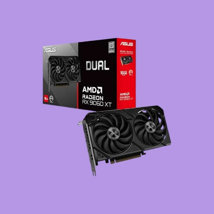 ASUS Dual Radeon RX 9060 XT 16GB GDDR6 Gaming Graphics Card | PCIe 5.0, HDMI 2.1b, DisplayPort 2.1a, 2.5-slot design, Axial-tech Fans, 0dB Technology - Dual Fans - RX9060XT|16GB|Black