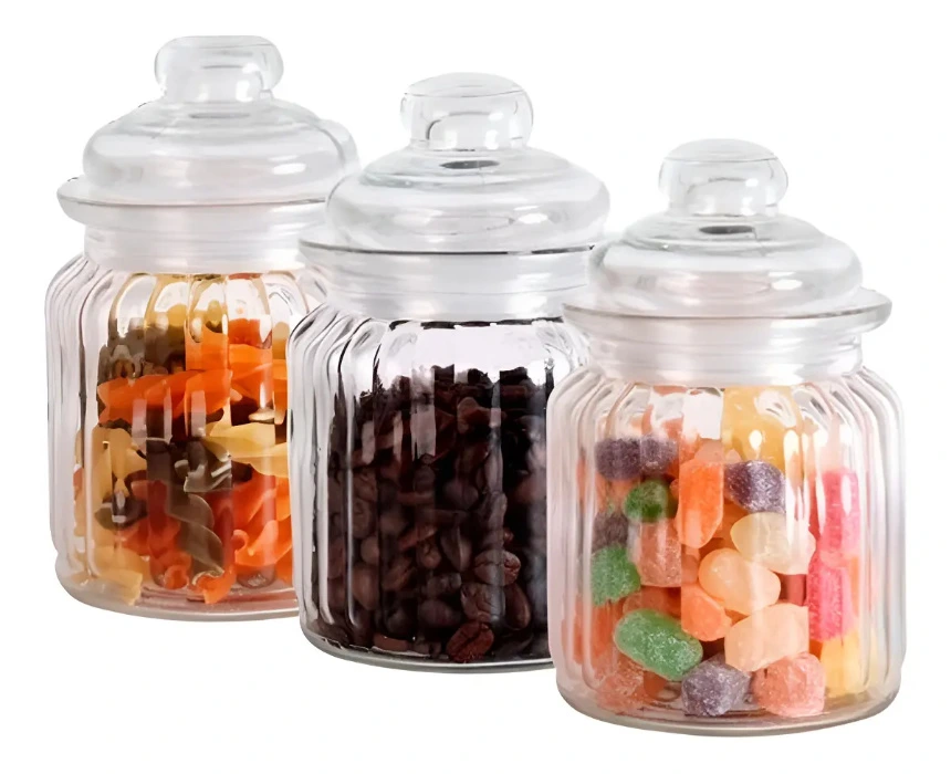 Frascos Vidrio X 3 Hermetico Caramelero Souvenir 250 Ml Color Transparente
