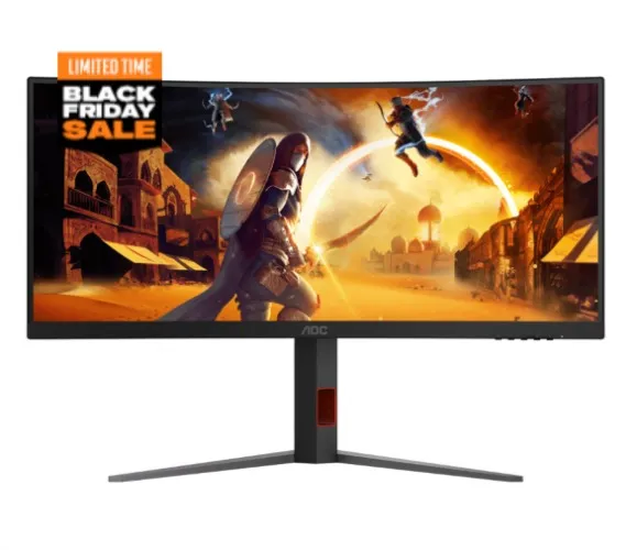 AOC CU34G4 34" WQHD 180Hz Curved Ultrawide Gaming Monitor +boom arm 3440x1440 - 0.5ms - HDR10 - 2x HDMI + DP 1.4 - Height Adjustable - 100x100 VESA