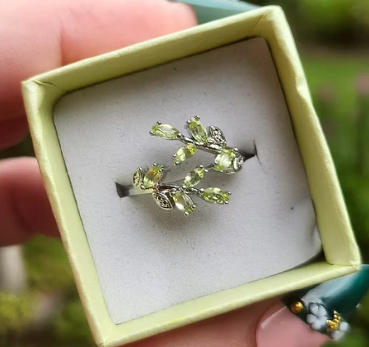 Peridot Leaf Wrap Ring