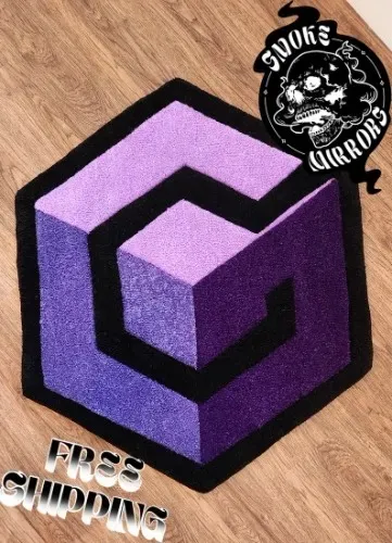Handmade Gamecube Rug: Retro Gaming Decor 60x60 