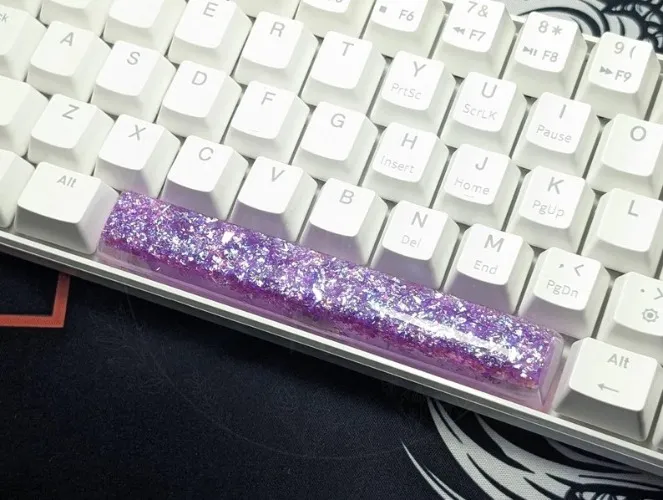 (ORANGE) Holographic Glitter Resin Spacebar: MX-Style Cosmic Keyboard