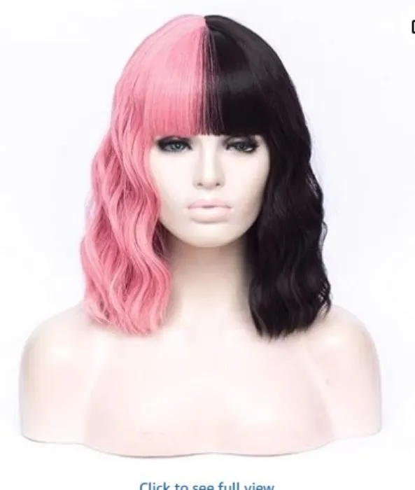 14"Short Bob Wavy Curly Bangs Wig