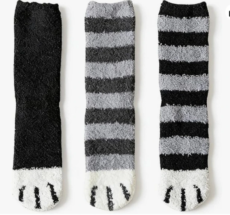 3 Pairs Fuzzy Cat Socks for Women, Cute Animal Paw Print Fluffy Socks, Soft Warm Winter Slipper Socks, Novelty Cozy Lounge Socks for Bedroom, Hiking and Daily Wear,style1 : Amazon.com.au: Clothing, Shoes & Accessories