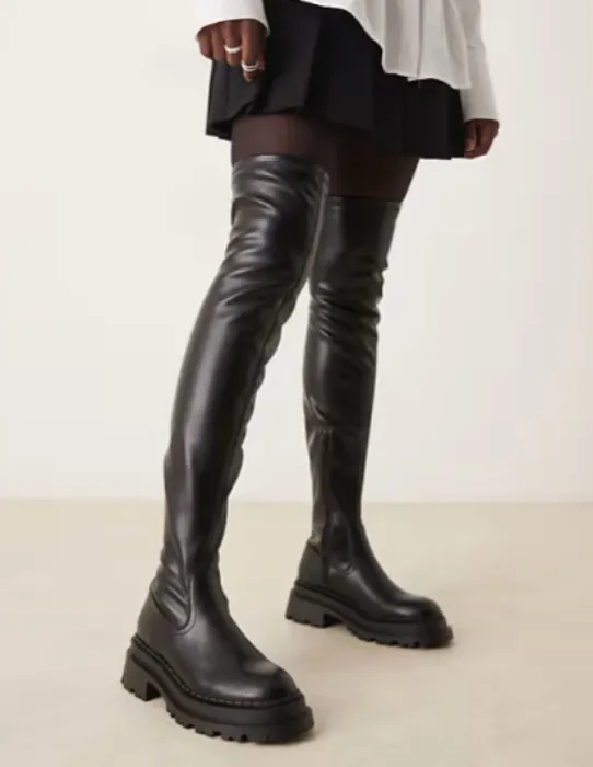 ASOS DESIGN Kendra chunky over the knee boots in black
