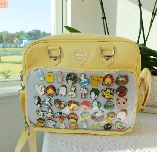 Large Ita Bag Crossbody with Insert, Anime Ita Bag, ita messenger bag, Window Bag, Pin Display Bag, Pin Purse, Itabag, Shoulder ita bags.