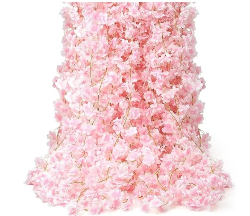 6PC 35.4FT Cherry Blossom Flowers Garland for Pink Flowers Garland Silk Cherry Blossom Vines Hanging for Wedding Party Sakura Cute Spring Summer Decor