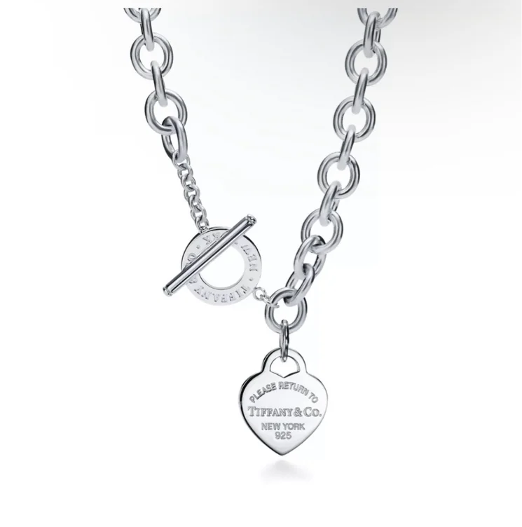 Return to Tiffany® Heart Tag Necklace in Silver with a Diamond, Medium