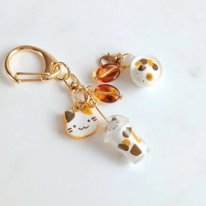 😺 Icing Cookie Latte Cat Keychain