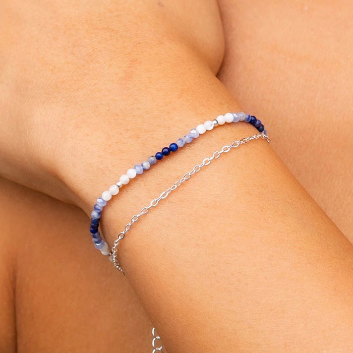 🌙 Moonstone & Lapis Lazuli Layered Bracelet