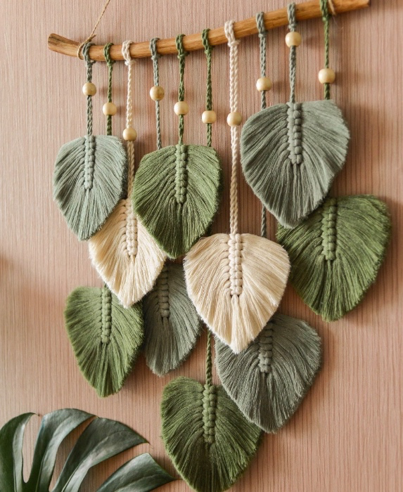 🌿 Handmade Leaf Macrame Hanging Wall Decoration