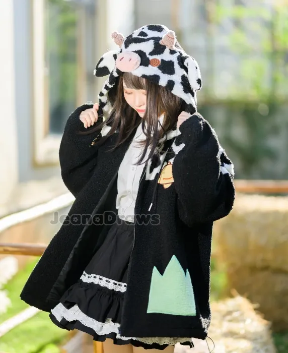 🐮 Fluffy Cow Zip Up Hoodie