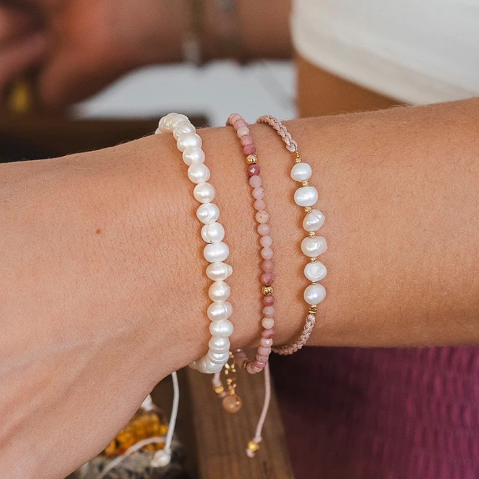 ⭐️ Compassion Rhodolite & Pearls Bracelet Stack