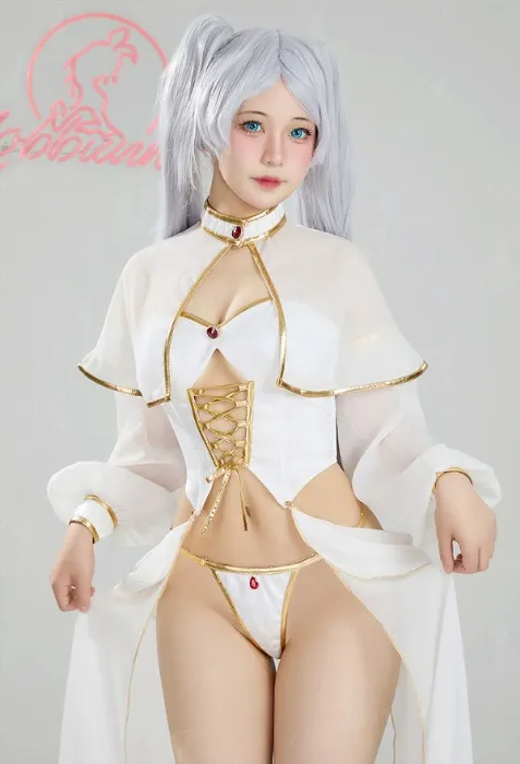 Frieren Derivative Sexy Lingerie Set Top Skirt and Cape with Panty and Thigh-high Stockings
