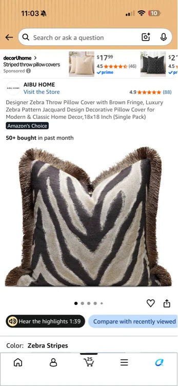 Zebra pillow 