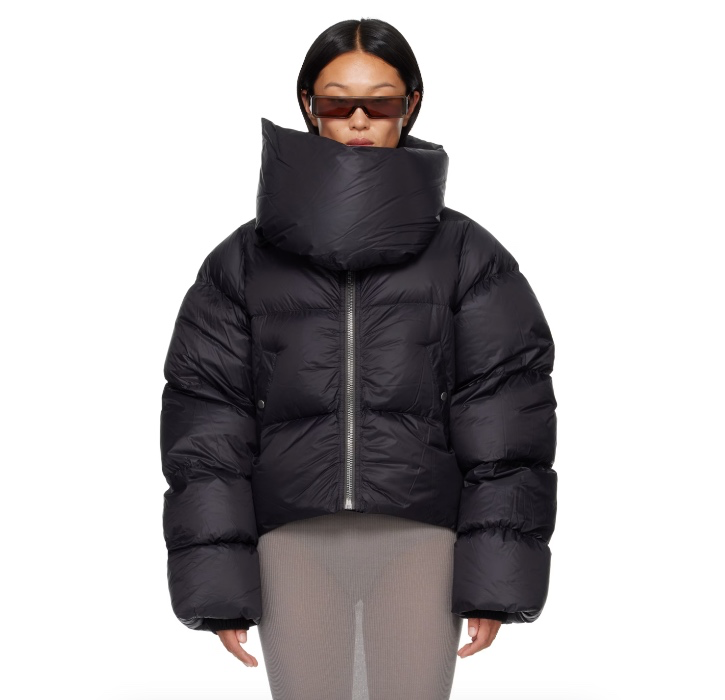 Rick Owens Black Tower Funnel Neck Down Jacket
