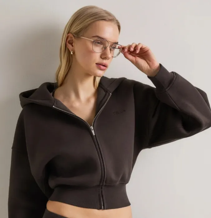 Cocoon Zip Through Hoodie - Americano