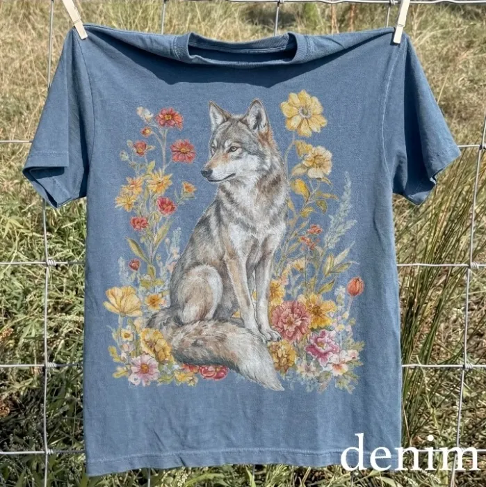 Vintage Floral Wolf Tee
