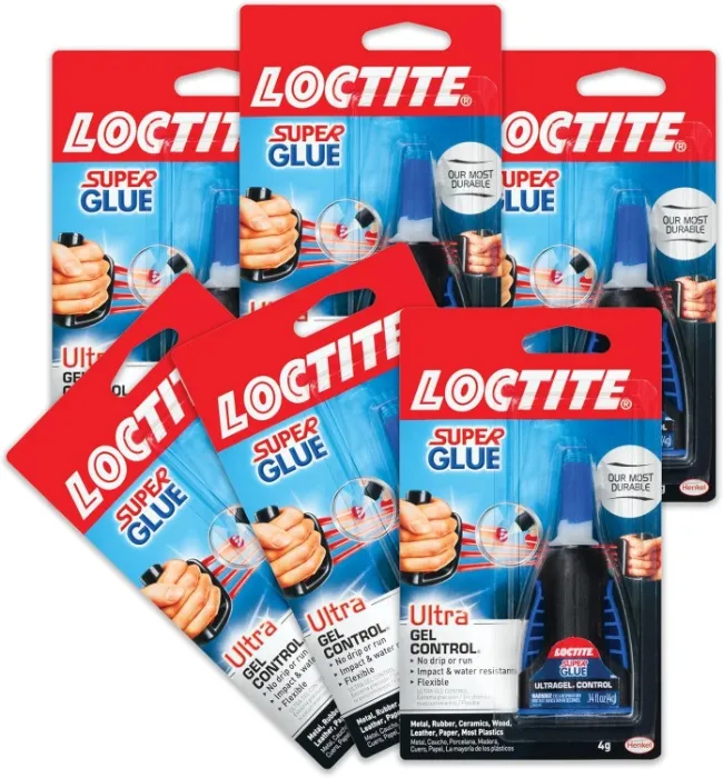 Loctite Super Glue Ultra Gel Control, Clear Superglue For Plastic, Wood, Metal, Crafts, & Repair, Cyanoacrylate Adhesive Instant Glue, Quick Dry - 0.14 fl oz Bottle, Pack Of 6 - 6 Pack Glue