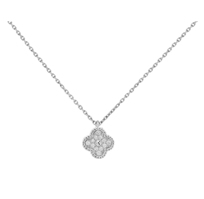 18k White Gold Diamond Sweet Alhambra Pendant