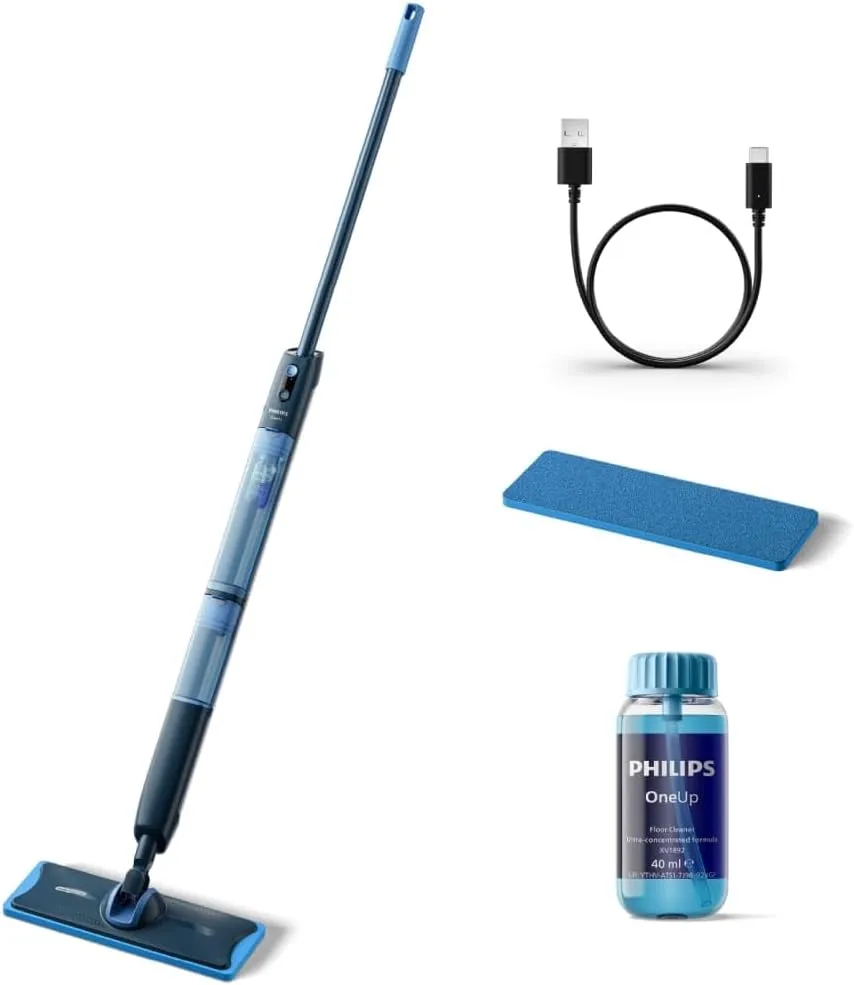 Philips OneUp 5000 Elektrische dweil, 2 schonere vloeren², 2 snellere doeken, 2 vochtigheidsinstellingen voor harde en gevoelige vloeren, draadloos, met 360° draaibaar scharnier (XV5113/01) : Amazon.com.be: Industrie en wetenschap