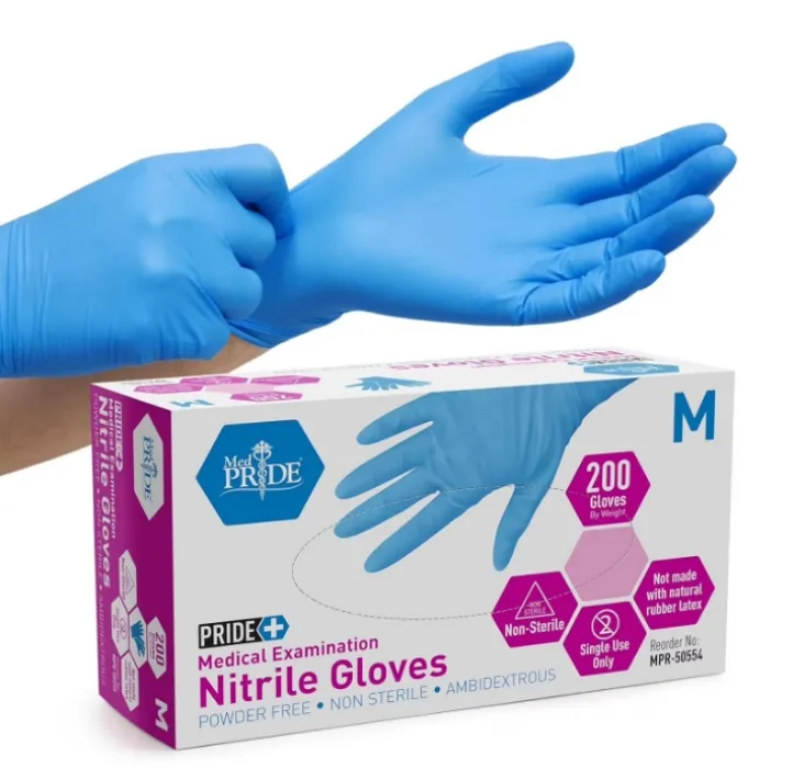 MEDPRIDE Nitrile Gloves Powder-Free Disposable Gloves – Blue ( Box of 200)