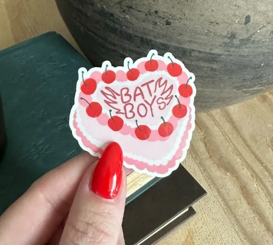 Bat Boys Heart Sticker
