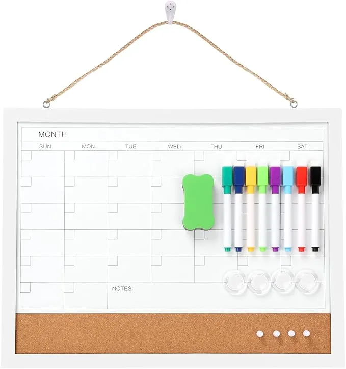 Monthly Planner Wipe Clean, Whiteboard Calendar, Punching/Wall Hanging, Weekly Planner Family, Whiteboard for Planning, List, Memo, Kitchen, School, Home, Office (White) : Amazon.ie: Office Products