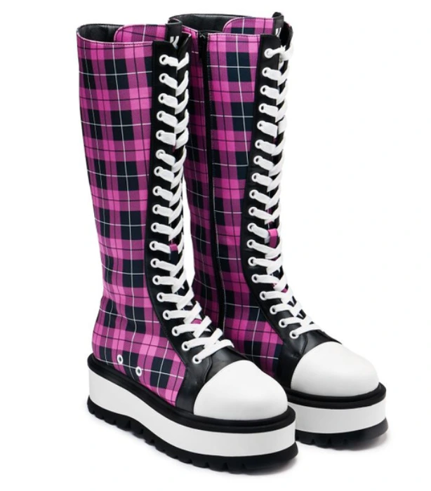 Laced Boots black-pink 