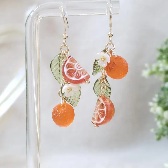 Orange Dangle Earrings