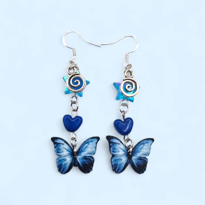 Blue Butterfly Dangle Earrings