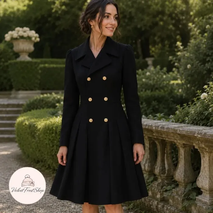 Double Breasted Coat - Winter Peacoat Women, Long Sleeve Jacket