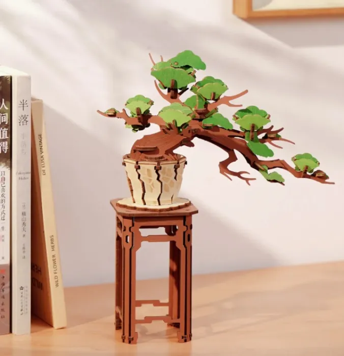 Rolife Wooden Evergreen Pine Bonsai Kit