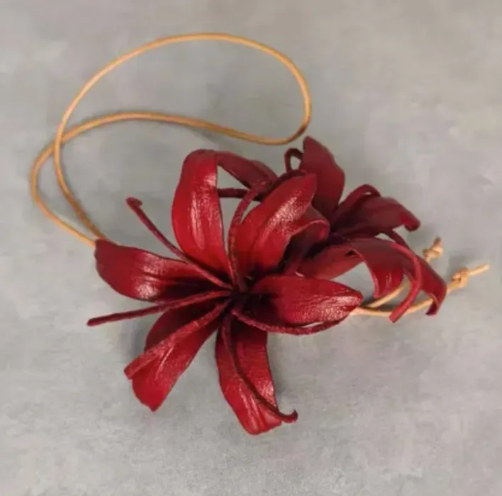 Spider Lily Leather Bag Charm