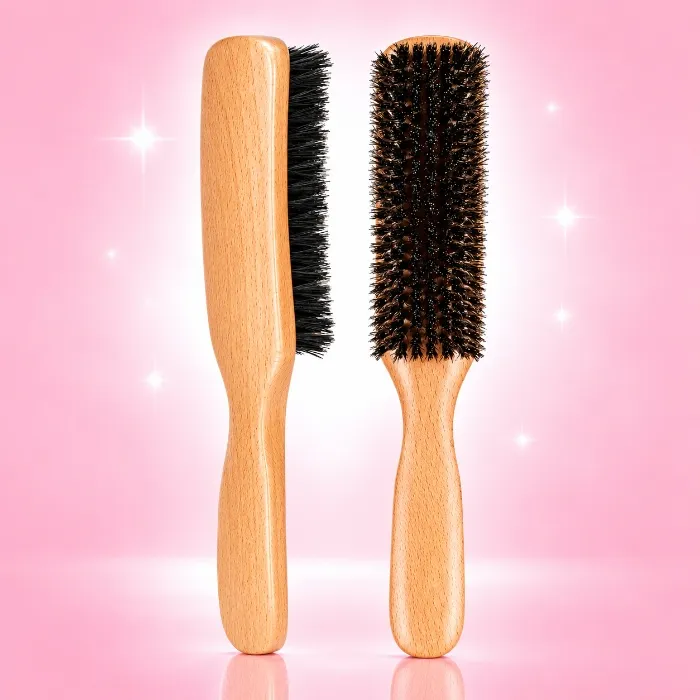 Stylemate Slick Back Hair Brush for Women Men Kid, Natural Soft/Medium Boar Bristle Hair Brush for Thin & Fine Hair, Smoothing Hairbrush for Polishing, Deepening & Styling