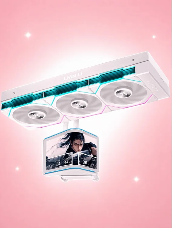 Lian Li Hydroshift II OLED Curved 360TL-Liquid CPU Cooler-White-HS2OLDC36TW | 360mm AIO , 3x120mm TL Flex Fans, 6.67" Screen, 3D Animation Effects, Low Noise, LGA 1851/1700, AMD AM5/4 - White - Curved OLED - 360 TL Flex
