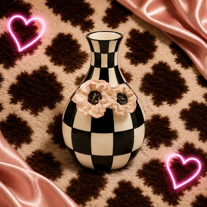 Blush Poppy Check Vase